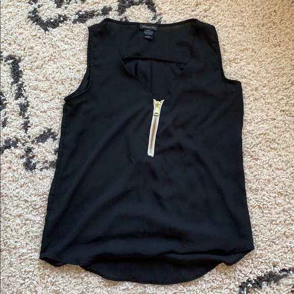 Nikimoto Gold zipper half zip sheer black top - Picture 5 of 5